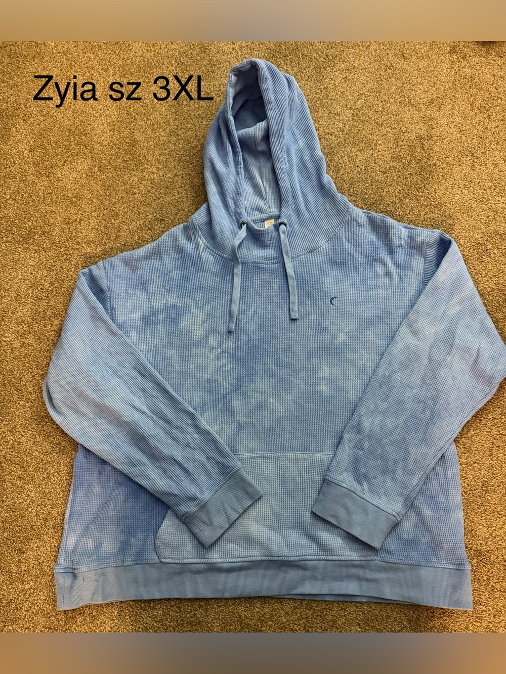 ZYIA Light Blue Hooded Waffle Pullover